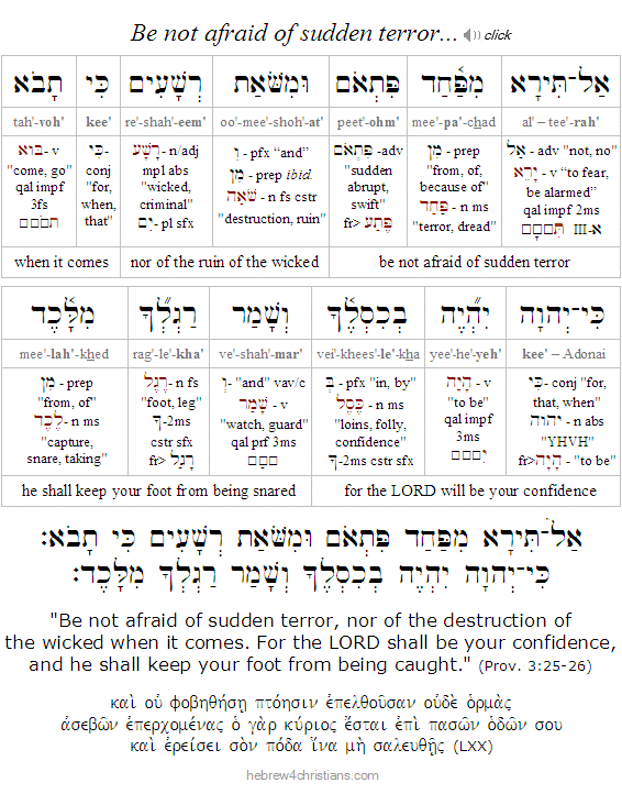 Proverbs 3:25-26 Hebrew lesson