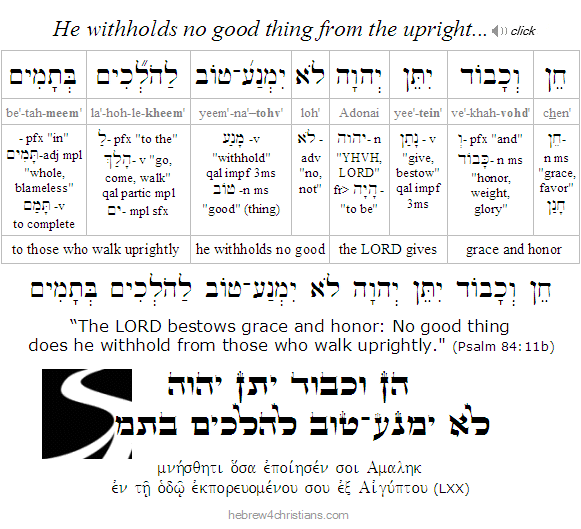 Psalm 84:11b Hebrew lesson