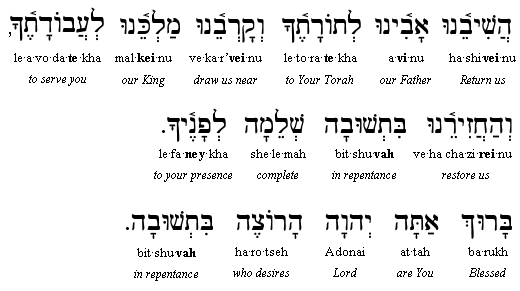 Teshuvah - Blessing Five of the Amidah