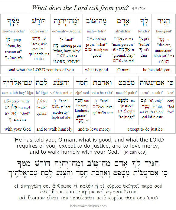 Micah 6:8 Hebrew reading